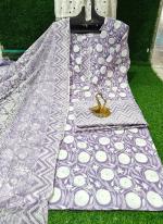 Cotton Light Purple Daily Wear Printed Readymade Straight Suit